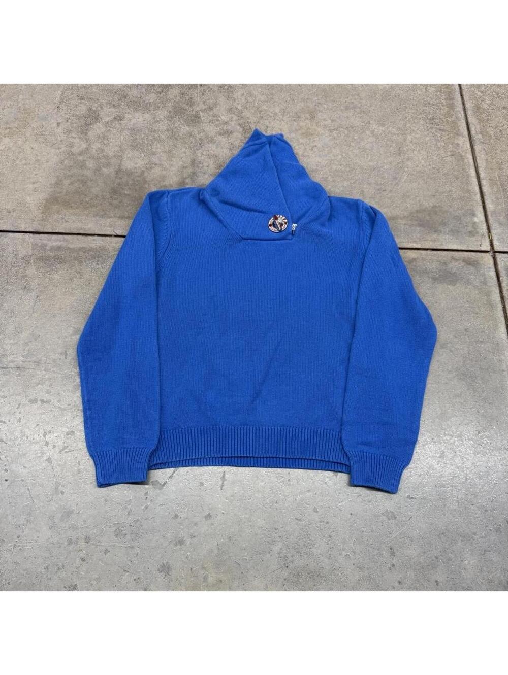 vintage lauren ralph lauren blue shawl collar knit sweater size large WOMENS